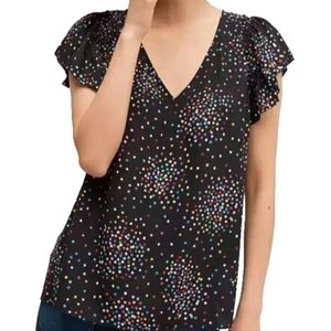 Kate Spade Confetti Cheer Ruffle Blouse